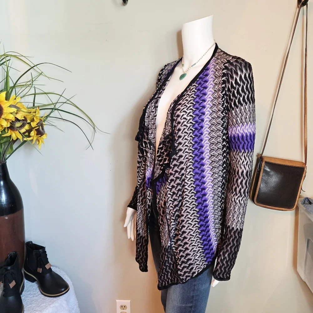 Chicos Women's Multicolor Open Front Cardigan Sweater - Picture 4 of 6